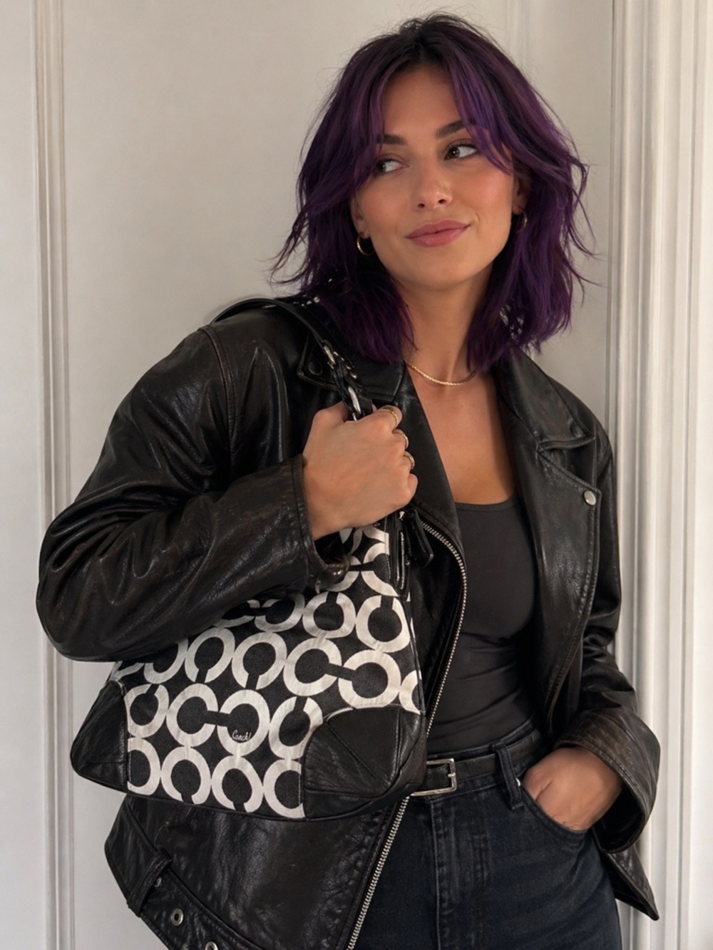 Vintage Coach Peyton Y2K Op Art signature hobo bag